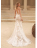 Sexy V Neck Beaded Lace Tulle Elegant Wedding Dress